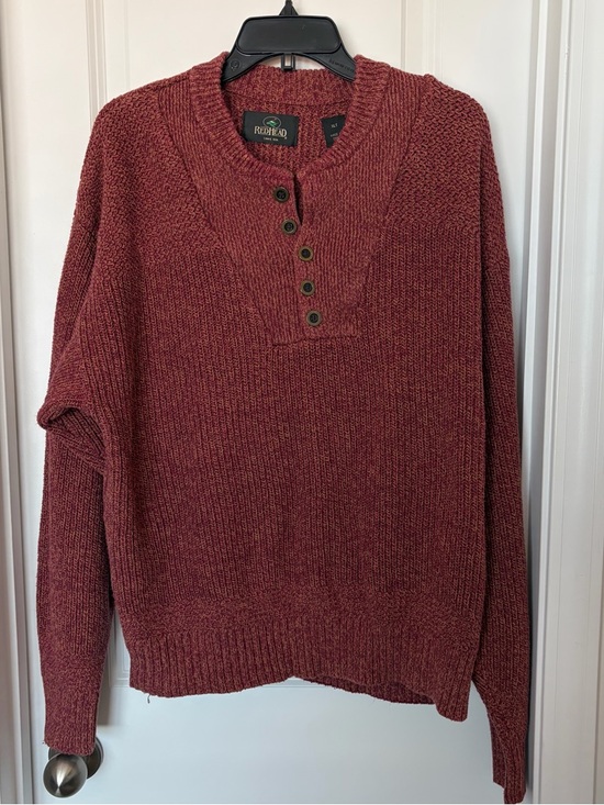 RedHead Sweaters - RedHead Men's Brick-Red Crewneck Henley Sweater